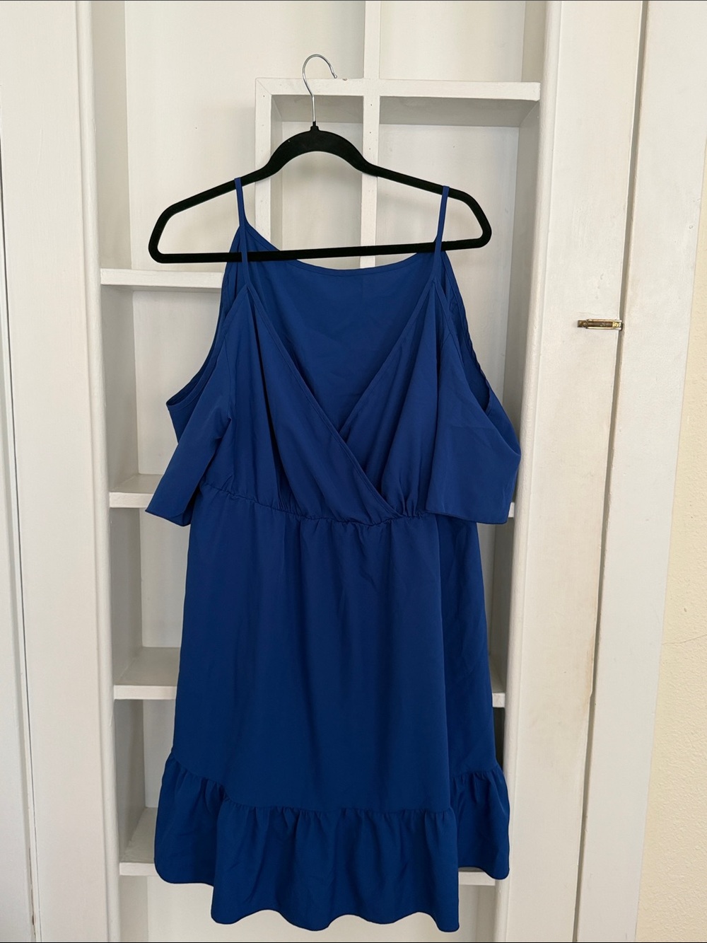 SHEIN Royal Blue Cold-Shoulder Mini Dress with Ruffle Hem